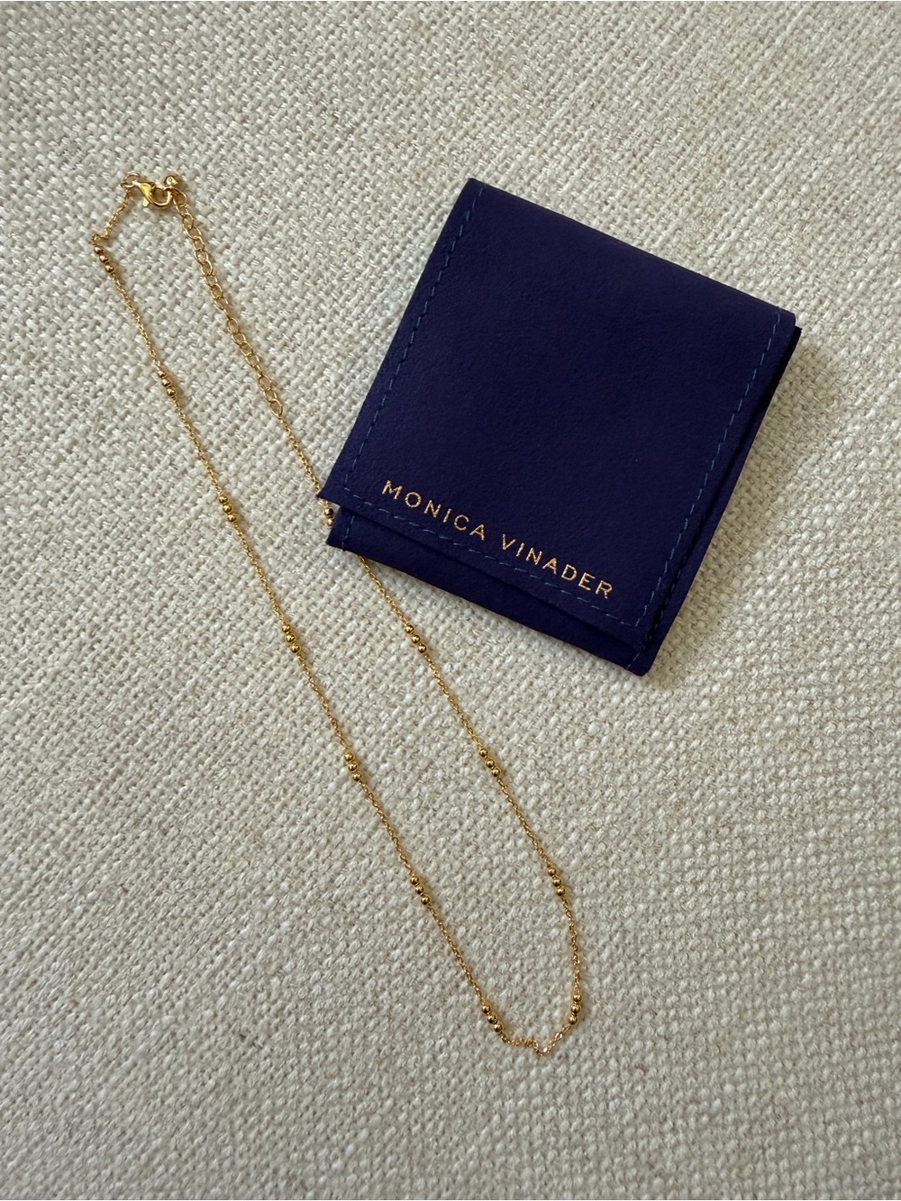 Monica Vinader Triple Beaded Choker Necklace 18K Gold Vermeil 14–16”